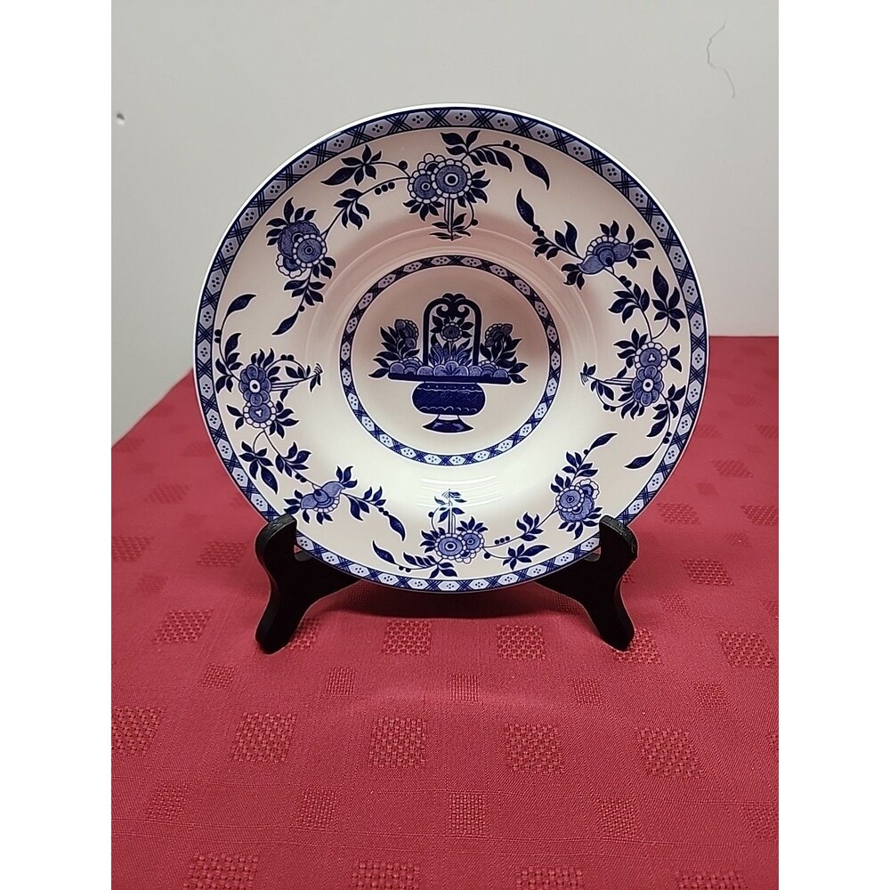 Minton Blue Delft Rim Soup Bowl S766 8 Inch 1989 England  Royal Doulton Set Of 2